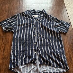 Bonobos Dark Blue and White Striped Casual Shirt